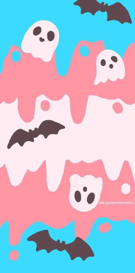 This is a transgender pride flag it's sky blue baby powder pink and white and it has ghost and cute little bats flying around over the top for spooky season. I'm proud of you if no one has told you that today. Lgbtq Iphone Wallpaper, Trans Halloween Flag, Spooky Pride Wallpaper, Halloween Pride Flag Wallpaper, Lgbtq Halloween Wallpaper, Queer Flag Wallpaper Subtle, Cute Trans Wallpaper, Simple Character Background, Secret Pride Wallpaper