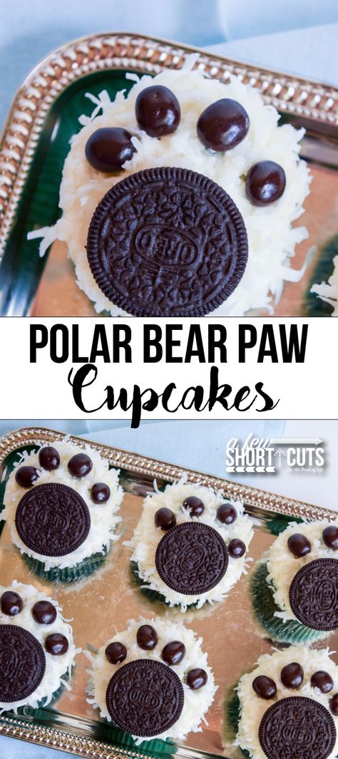 Patte d'ours Bear Paw Cupcakes, Simple Cupcake Designs, Frost Film, Paw Cupcakes, Simple Cupcakes, Polar Bear Paw, Christmas Cupcakes Recipes, Dessert Christmas, Student Crafts