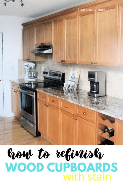 Refinish Wood Cabinets, Restaining Kitchen Cabinets, Stain Kitchen Cabinets, Kitchen Cabinet Fronts, Refinishing Kitchen Cabinets, Kitchen Cabinets Fronts, Redo Kitchen Cabinets, Cherry Wood Cabinets, Wood Bathroom Cabinets