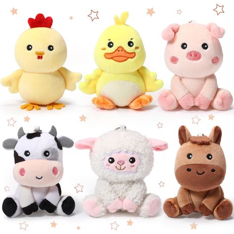 PRICES MAY VARY. Mini Plush Toy Set: you will receive 6 pieces of mini plush farm animals, including horse, cow, pig, sheep, duck and chick; Each plush animal sits about 4 inches/ 10 cm tall, small size, easy to carry around Cute Design: this adorable animals plush set is designed with cute expressions, rounded body, will be favored by most of the girls and boys; Playing with the family these adorable animals will be fun, and feel like walking into the world of nature Soft and Comfortable to the Animal Farm Themed Birthday Party, Chicken Themed 1st Birthday Party, Winter Farm Birthday Party, Farm Animal Balloon Arch, Adopt A Farm Animal Party Favor, Chicken Party Theme, Barnyard Birthday Party Girl, Farm Animal Baby Shower Theme, Farm Animal Birthday Party Decorations