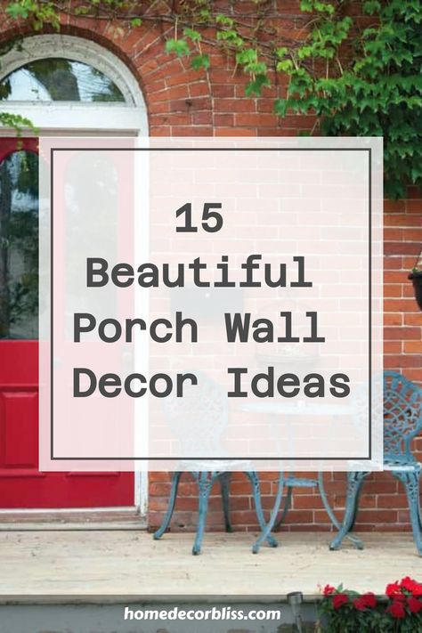 Discover 15 stunning porch wall decor ideas to elevate the look of your outdoor space. From charming signs to hanging planters, these decorative pieces will add personality and style to your porch. Whether you prefer a rustic aesthetic or a more contemporary vibe, there's something for every taste and design preference. Spruce up your porch walls with these creative and beautiful decor ideas that will make your outdoor area feel welcoming and inviting. Front Porch Wall Art, How To Decorate A Porch, Front Porch Wall Decor Ideas, Lattice Wall Decor, Porch Wall Decor Ideas, House With A Porch, Modern Porch Decor, Bohemian Porch, Porch Wall Decor