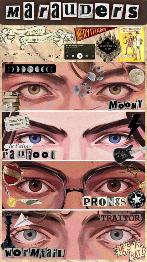 #marauders #harrypotter #jamespotter #prongs #siriusblack #padfoot #remuslupin #moony #peterpettigrew #wormtail Mott The Hoople, Marauders Fan Art, Peter Pettigrew, Hp Harry Potter, Gay Harry Potter, All The Young Dudes, Harry Potter Fanfiction, Harry Potter Marauders, Remus Lupin