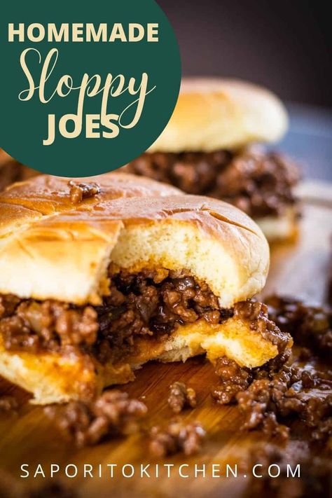 These quick and easy homemade sloppy joes are made from scratch and can be made in just 15 minutes. Ground beef is cooked with onions and garlic and finished off with a homemade sloppy joe sauce for a delicious, comforting meal. #sloppyjoes #easydinners #fromscratch Easy Sloppy Joes Recipe Simple, Homemade Sloppy Joes Recipe, Homemade Sloppy Joe Sauce, Sloppy Joe Recipe Easy, Homemade Sloppy Joe Recipe, Sloppy Joe Recipe, Sloppy Joe Sauce, Simple Dinners, Homemade Sloppy Joes