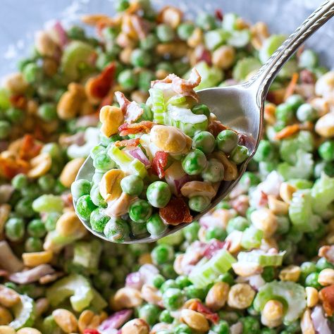 The Girl Who Ate Everything Recipes, Pea And Peanut Salad Recipe, Layered Salad With Peas, Salad Dinners, Crunchy Pea Salad, Vegetable Salads, Pea Salad Recipes, Peanut Salad, The Girl Who Ate Everything