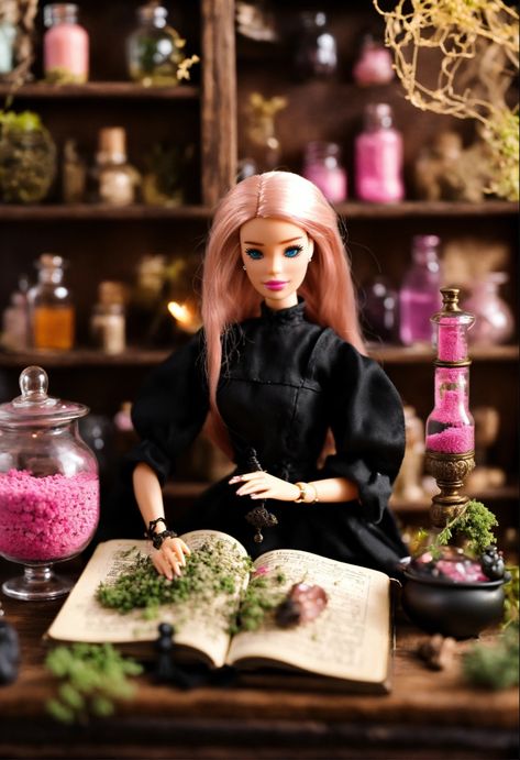 Barbie Apothecary Home
Barbie dolls 
Barbie aesthetic 
Barbie 
Apothecary aesthetic 
Aesthetic 
Apothecary 
Pink world 
Pink aesthetic 
Potion room 
Witch aesthetic 
Witches 
Barbie witch Barbie Photography Ideas, Witchy Barbie, Witch Barbie, Annie Wilkes, Happy Hobbies, Barbie Witch, Goth Doll, Apothecary Shop, Halloween Diorama