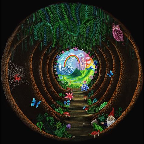 Forest Portal, Fairy Portal, Trippy Posters, Boho Artwork, Trippy Artwork, Psychadelic Art, Trippy Painting, Into The Forest, Wow Art