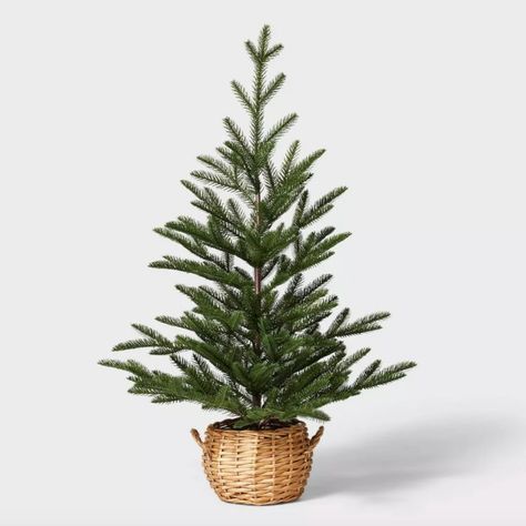 Medium Christmas Tree, Tree In Basket, Christmas Tree In Basket, Moss Plant, Neutral Christmas Decor, Large Christmas Tree, Target Gifts, Pine Branches, Large Tree