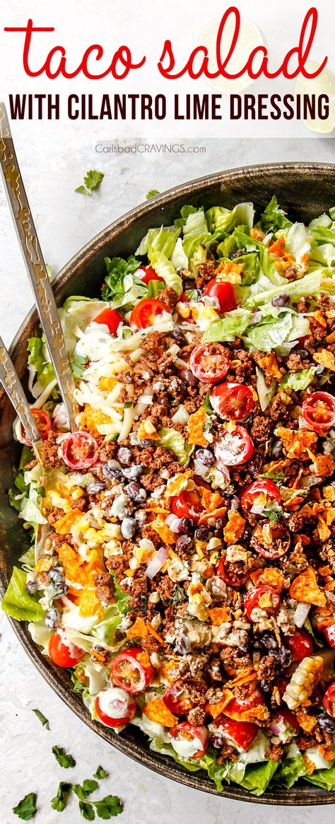 Big Salads For Dinner, The Best Taco Salad Recipe, Reunion Recipes, Best Taco Salad, Easy Taco Salad Recipe, Taco Salad Dressing, 2024 Meals, Taco Salat, Taco Salad Recipe