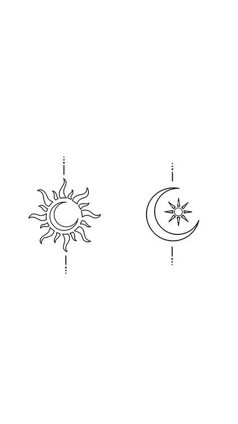 Tattoo Sol E Lua, Coastal Tattoos, Tattoo Sonne, Maching Tattoos, Matching Friend Tattoos, Tato Dengan Makna, Tato Jari, Tato Henna, Small Pretty Tattoos