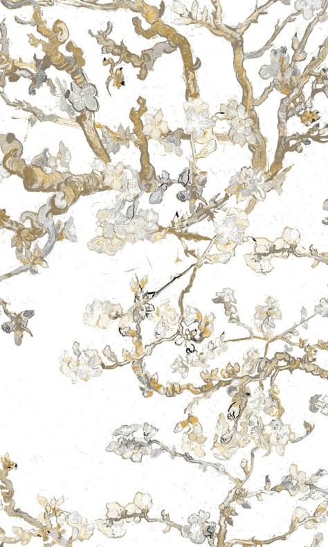 Sample Van Gogh Almond Blossom Floral Wallpaper in White Van Gogh Wallpaper, Van Gogh Almond Blossom, Van Gogh Museum, Almond Blossom, Van Gogh Paintings, Dutch Painters, Wallpaper Size, Deco Floral, Stunning Wallpapers