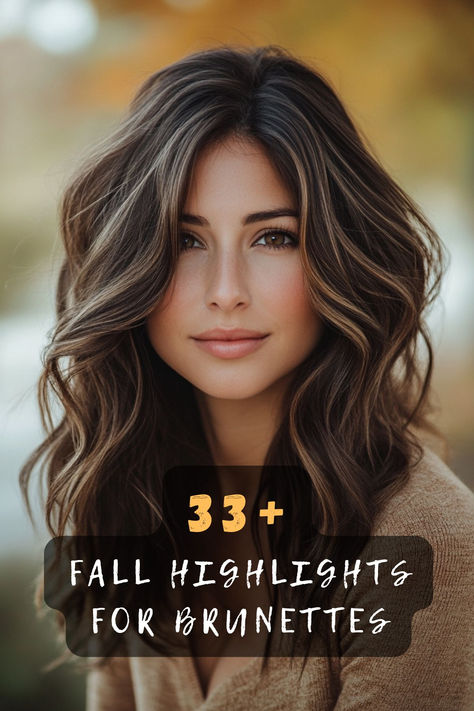 Ready to embrace the season with a fresh look? Discover 33 stunning fall highlight ideas perfect for brunettes. From warm caramel tones to rich auburn hues, these highlights will enhance your natural beauty and add a touch of autumn magic to your hair. Click to explore these gorgeous styles and transform your look this fall! 🍂 #FallHair #BrunetteHighlights #HairInspo #AutumnStyle #HairTrends #SeasonalBeauty #ChicLooks Lighter Hair Ideas For Brunettes, Dark Brown Hair With Light Brown High, Old Money Highlights Hair, Brunette Bronze Highlights, Brunette Ribbon Highlights, Good Highlights For Dark Brown Hair, Carmel Highlights On Brunette Hair, Dark Brown And Honey Hair, Brunette Hair With Layers And Highlights