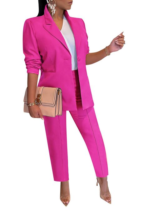 PRICES MAY VARY. 🍭Material: Polyester and Spandex.This pants suit is made of soft and skin-friendly fabric,has a good stretch,comfortable to wear,suitable for casual or formal activities 🍭Features: 2 piece blazer pants set,lapel collar,long sleeve open front blazer jacket,one single button,high waisted pencil pants,solid color,2 piece pants suit for womens,elegant women blazer pants set,women office suit set,blazer outfits for fall 🍭Style: Women pants suit,solid blazer pants set,elegant 2 pie Elegant Work Wear, Blazer Pants Set, Pant Suits For Women, Modern Suits, Office Casual Outfit, Womens Suits Business, Open Front Blazer, Pantsuits For Women, Blazer Set