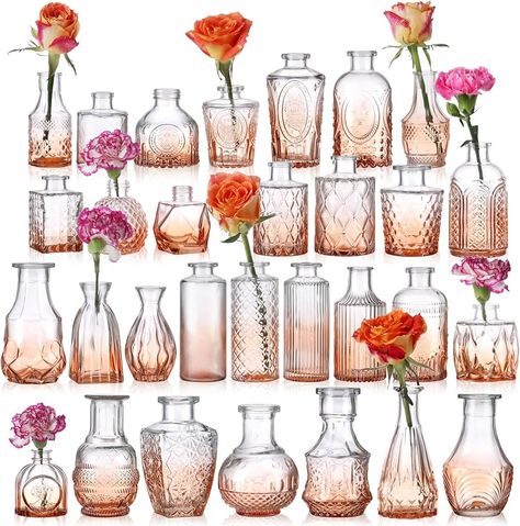 Amazon.com: BIGIVACA Set of 30 Clear Bud Vases for Wedding Centerpieces and Table Decor : Home & Kitchen Burnt Orange Weddings Decorations, Vases For Wedding Centerpieces, Orange Purple Wedding, Centerpieces Vases, Vases For Wedding, Bud Vases Wedding, Orange Wedding Decorations, Centerpieces Rustic, Wedding Table Decorations Centerpieces