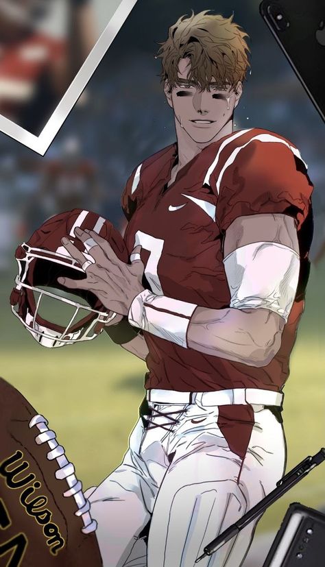 Football Character Design, Jock Character Design, Jock Oc, Jock Character, Football Fanart, Jock Aesthetic, Character Artist, Bts Art, Cool Anime Guys