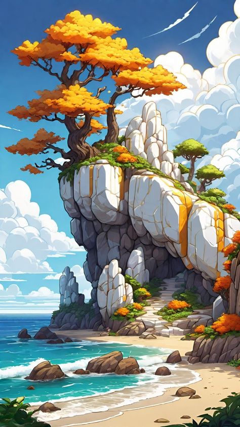 Cartoon Landscape, Character Design Drawing, Best Wallpapers, Art Gallery Wallpaper, Design Painting, Minecraft Building, Cool Wallpapers Art, Fantasy Art Landscapes, Fantasy Concept Art