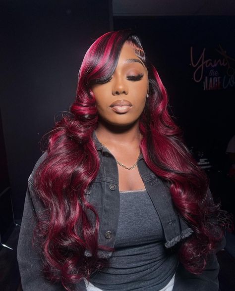 Color Wigs On Dark Skin Women, Hairstyles Design, Lace Fronts, Side Braid Hairstyles, Hairstyle Inspo, Pink Wig, Prom Ideas, Human Virgin Hair, Colored Wigs