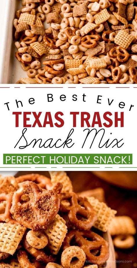 Would you like to have a simple and easy snack to grab on the go or to make for your kids to eat when your making dinner or a snack to add to their lunch box? Then, this Texas Trash recipe will be a go-to for you! This is the perfect snack to enjoy as a party dish or just to eat throughout the day. Texas Trash Chex Mix Recipes Crock Pot, Best Trash Recipe, Texas Trash Recipe Spicy, Chec Mix Recipe Original, Kids Party Mix Snack, Tijuana Trash Recipe, Easy Snacks For Thanksgiving, Holiday Trash Recipe, Party Mix With Bugles