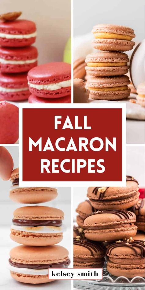 Macaroons Flavors Macaron Filling, Apple Spice Macarons, Fall French Macarons, Autumn Macaron Flavors, Fancy Fall Dessert Recipes, Apple Macarons Recipe, Best Macaron Flavors, Pumpkin Macarons Recipe, Thanksgiving Macaroons