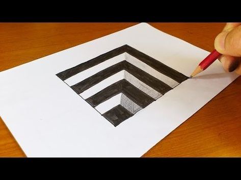 Optical Illusions Drawings, 3d Drawing Tutorial, Illusion Kunst, How To Draw 3d, Trick Art, Draw 3d, Optical Illusion Drawing, Easy Drawing Steps, Illusion Drawings