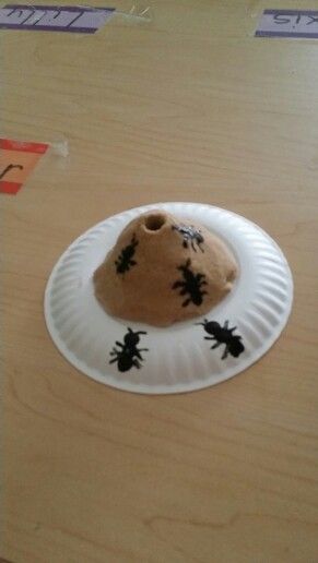 Ant hill craft for kids.     Mix sand and glue together put on a plate let… Ant Crafts For Kids, Ant Hill Craft, Preschool Ant, Ants Activities, Ant Crafts, Bug Activities, Ant Hill, Insects Preschool, Bugs Preschool