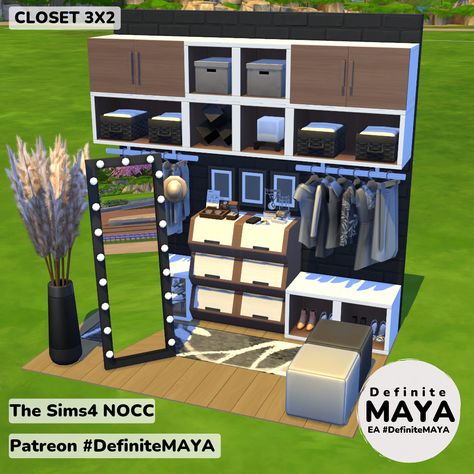 NOCC/ Mod-Free/ Functional in gameplay. ***Download from EA gallery #DefiniteMAYA *** Support me on Patreon *** Sims 4 Bedroom, Sims 4 House Plans, Sims Ideas, Sims 4 House Design, Closet Decor, Sims4 Cc, Sims 4 Houses, Sims 4 Cc, House Layouts