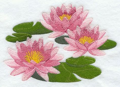 Water Lily design (F3777) from www.Emblibrary.com Water Lily Embroidery, Collection Moodboard, Fabric Painting Techniques, Flower Machine Embroidery Designs, Simple Embroidery Designs, Floral Embroidery Patterns, Art Embroidery, Needle Point, Simple Embroidery