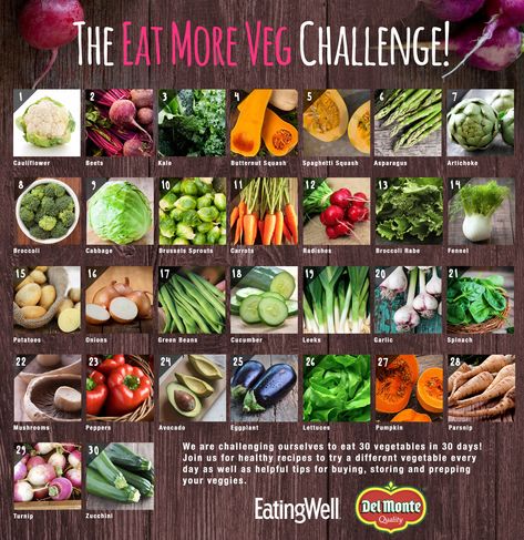 30-Day Eat More Veg Challenge Butternut Squash Spaghetti, Kale Crisps, Raw Granola, Eat More Vegetables, Diet Cookies, Garlic Spinach, Healthy Apple, Chicken And Shrimp Pasta, Different Vegetables