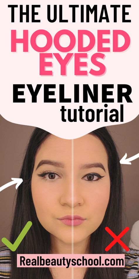 Makeup For Hooded Eyelids, Hooded Eyes Tutorial, Eye Makeup For Hooded Eyes, Eyeshadow For Hooded Eyes, Hooded Eye Makeup Tutorial, Easy Winged Eyeliner, Hooded Eyelids, Eyeliner Ideas, Eyeliner For Hooded Eyes