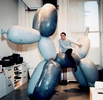 1977 photograph of Jeff Koons in his Studio by Ellen Von Unwerth/Art+Commerce       | Naomi Campbell interviews Jeff Koons for Interview Magazine. http://pinterest.com/jklfa/jeff-koons-art/ | #Pinterest | #JeffKoons Art | #JKLFA.com | @Joseph K. Levene Fine Art, Ltd. Jeff Koons Art, Balloon Dog Sculpture, Expensive Art, Gerhard Richter, Ellen Von Unwerth, Jeff Koons, Oldenburg, Dog Sculpture, Georges Braque