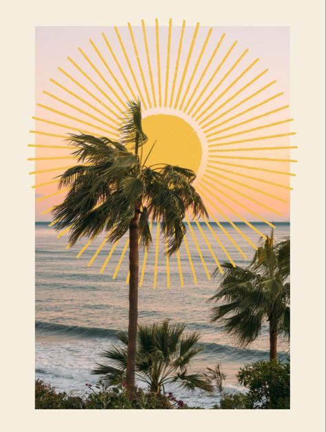 palm tree beach sun art poster aesthetic wallpaper vacation travel design sunset drawing Sunset Drawing, Palm Tree Drawing, Surf Aesthetic, Palm Tree Beach, Palm Tree Art, Beach Illustration, Palm Trees Beach, Poster Aesthetic, Tree Graphic