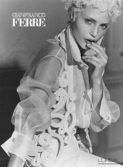 Gianfranco Ferre- Ferre (2005) | The Non-Blonde Organza Blouses, Bettina Rheims, Nadja Auermann, Gianfranco Ferre, Pretty Blouses, Crisp White Shirt, Fashion Advertising, John Galliano, Closet Fashion