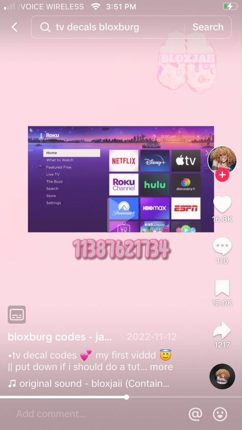 Netflix Id Code Bloxburg, Codes For Blocksburg Pictures, Decal Codes For Bloxburg Tv, How To Make A Tv In Bloxburg, Roku Decal Bloxburg, Bloxburg Spotify Decals, Berry Avenue Decal Codes Living Room, Bloxburg Decals Codes Tv Christmas, Roplay Ideas Bloxburg