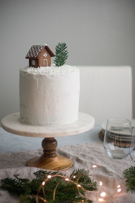 Moist Coconut Cake, Coconut Cream Frosting, Christmas Cake Designs, House Cake, Xmas Cake, Winter Cake, Gingerbread Cake, Cream Frosting, Coconut Cake