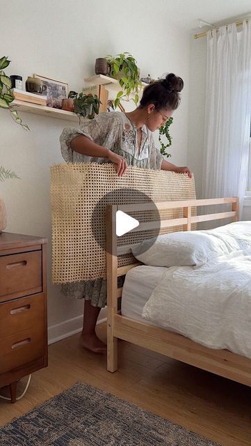 Simple Bed Frame Diy, Tarva Bed Frame, Bed Diy Ideas, Tarva Bed, Diy Wooden Headboard, Bed Frame Hack, Diy Scale, Diy Headboard Wooden, Simple Bed Frame