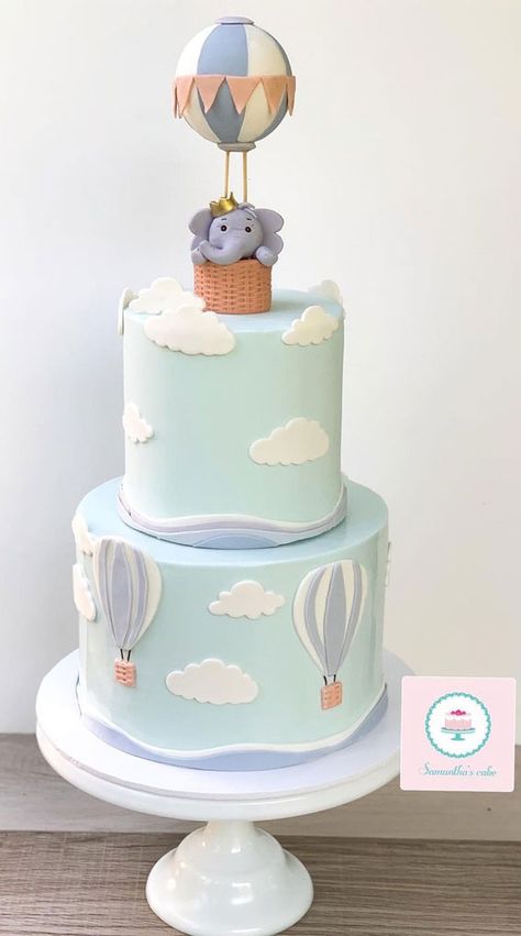 Elephant Hot Air Balloon Cake, Hot Air Balloon First Birthday Cake, One Birthday Cake Boy, Hot Air Balloon 1st Birthday Party Boy, Hot Air Balloon Cake 1st Birthdays, Hot Balloon Cake, 2 Tier Birthday Cake Boy, Hot Air Balloon First Birthday Boy, Birthday Cakes For Baby Boy