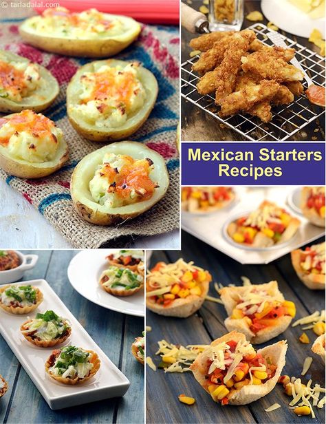 45 Mexican Starters Recipes : Vegetarian Mexican Starters : Tarladalal.com | Page 1 of 4 Vegetarian Mexican Appetizers, Starters Recipes Vegetarian, Mexican Starters, Nacho Chips Recipe, Nachos With Cheese, Potato Fingers, Veg Starters, Cheesy Rolls, Taco Recipes Mexican