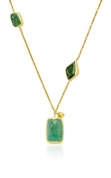 18k Yellow Gold Three Stone Necklace In Green Tourmaline By Pippa Small | Moda Operandi Pippa Small, Green Tourmaline, Three Stone, Stone Necklace, Moda Operandi, Fashion Collection, Tourmaline, Sale Items, Necklace Lengths