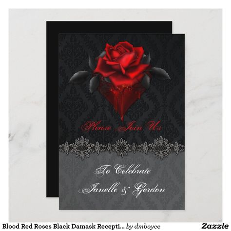 Reception Only Invitations, Gothic Wedding Invitations, Black Red Wedding, Biker Wedding, Grey Wedding Invitations, Red Rose Wedding, Damask Wedding, Wedding Reception Invitations, Roses Black