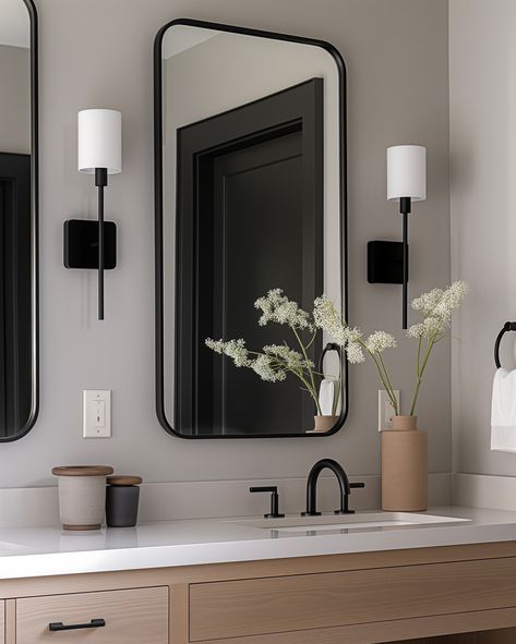 Neutral tones, natural materials, and black fixtures come together beautifully in these bathroom designs. The serene color palette and modern accents create a spa-like atmosphere that’s both elegant and relaxing. Perfect inspiration for your next bathroom makeover. 🚿✨ #bathroom #bathroominspo #bathroomideas #bathroomgoals #bathroomdecor #interiorinspiration #interior123 #interior2you #minimalistinterior #minimalisthome #minimalisthomedecor #organicmodern #homeinspo #roomforinspo #interior... Black Fixtures, Makeover Bathroom, Bathroom Goals, Bathroom Inspo, Bathroom Designs, Minimalist Home Decor, Modern Accents, Minimalist Interior, Organic Modern