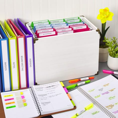 Work Filing System, Filing System Ideas, Office Space Organization, Cubicle Organization Workspaces, Binder Storage Ideas Office, Address Book Ideas, Office Supply Organization At Home, Binder Organization Ideas For Work, Planning System