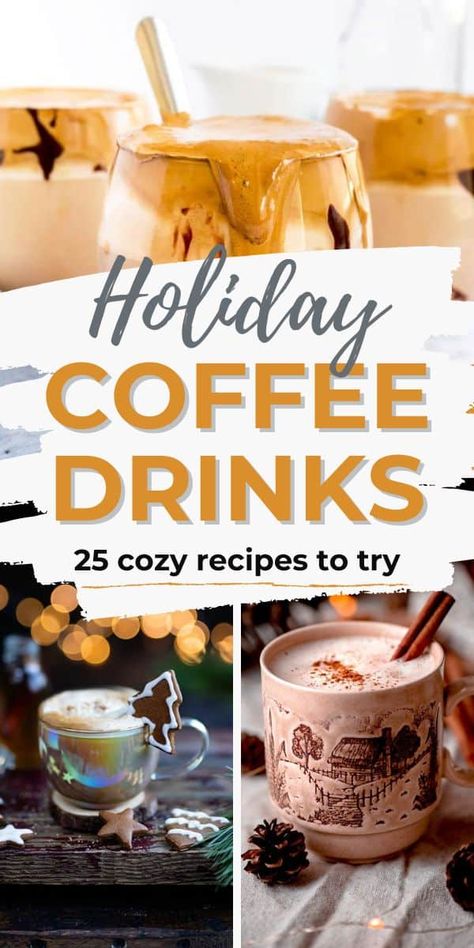 Cozy up this winter with the best holiday coffee drinks. From peppermint mocha to gingerbread latte, eggnog coffee and fall inspired coffee drinks, these Winter coffee drinks recipes are hard to resist. DIY holiday coffee drinks | Christmas coffee recipes | Thanksgiving coffee drinks | Coffee drinks | Coffee recipes | How to make coffee | Coffee brewing Guides Christmas Coffee Drinks, Coffee Drinks Recipes, Seasonal Coffee Drinks, Holiday Coffee Drinks, Eggnog Coffee, Hot Coffee Drinks, Coffee With Alcohol, Winter Coffee, Espresso Drinks