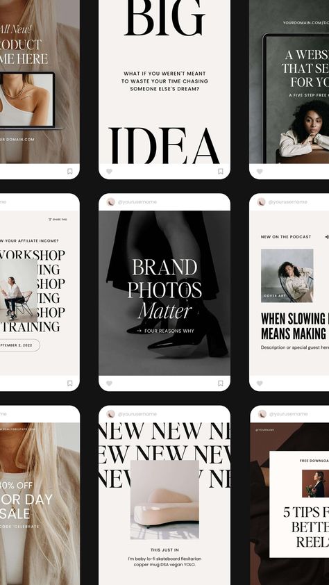 Not Your Average Instagram Templates | Get a FREE taste of the internet's new favorite social media templates and fall in love with showing up on Instagram again. With these Canva Story and Instagram Reel Templates you'll get 12 pre-made stories and reels CANVA graphics to take the guesswork out of your next Instagram post. Featuring elegant pre-licensed, custom fonts, scroll-stopping photos and videos you can use, and strategy to grow your audience. Download here! | tonicsiteshop.com Canva Reel Templates, Free Instagram Template, Instagram Reels Template, Canva Graphics, Free Canva Templates, Canva Social Media Templates, Sales Template, Canva Tutorials, Canva Social Media