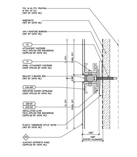 Wall Cladding Systems Metal Cladding Detail, Alucobond Cladding, Aluminium Cladding Panels, Cladding Wall, Wall Section Detail, Construction Details Architecture, Curtain Wall Detail, Wall Section, Exterior Wall Panels