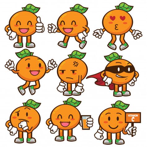 Orange fruit mascot character set. Download thousands of free vectors on Freepik, the finder with more than a million free graphic resources Orange Character Design, Fruit Character Design, Orange Illustration, Robot Cartoon, Fruit Cartoon, Handmade Soft Toys, Character Cartoon, Sketch Notes, Mascot Character