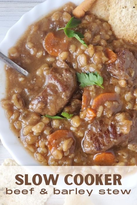 Beef Barley Stew In Crockpot, Beef And Barley Stew, Beef Barley Stew, Slow Cooker Stew Recipes, Barley Stew, Beef And Barley, Cooking Trout, Barley Recipe, Soup Ideas