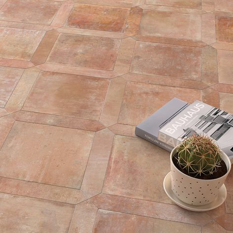 Terracotta Tile Floor, Terracotta Floor Tiles, French Terracotta, Statement Tiles, Mandarin Stone, Orange Tiles, Mediterranean Tile, Terracotta Floor, Spanish Tile