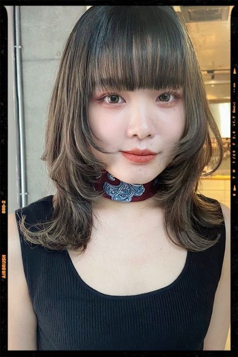 Wolf Cut Hair - Hair Color Idea - Haircut Idea Wolf It With Bangs, Japanese Wolfcut, Light Brown Wolf Cut, Hime Wolf Cut, Aesthetic Wolfcut, Brown Wolf Cut, Brown Wolf, Hair Wolfcut, Haircut Idea