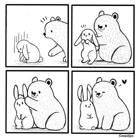 Artist Shows The Daily Life Of A Couple Formed By A Bear And A Rabbit And This Is Very Cute Bear And Rabbit, Bear And Bunny, Cute Couple Comics, Some Bunny Loves You, Couples Comics, Bear Tattoo, Sonic Fan Characters, Bunny And Bear, Cute Desktop Wallpaper