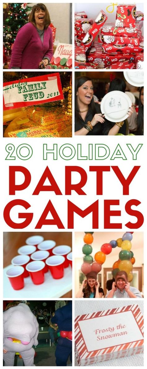 Fun family or group party games for Christmas. 20 easy DIY tutorial ideas perfect for any holiday gathering. Laugh, Play and have fun together. Party Games For Christmas, Group Party Games, Games For Christmas, Xmas Games, Fun Christmas Party Games, Group Party, Christmas Games For Family, Holiday Party Games, Family Christmas Party