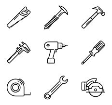 construction symbol logo icon tools Construction Tools Drawing, Tool Tattoo Ideas, Construction Tattoo, Wrench Tattoo, Tool Logo Design, Tool Drawing, Tools Illustration, Christmas Ornament Coloring Page, Banner Doodle